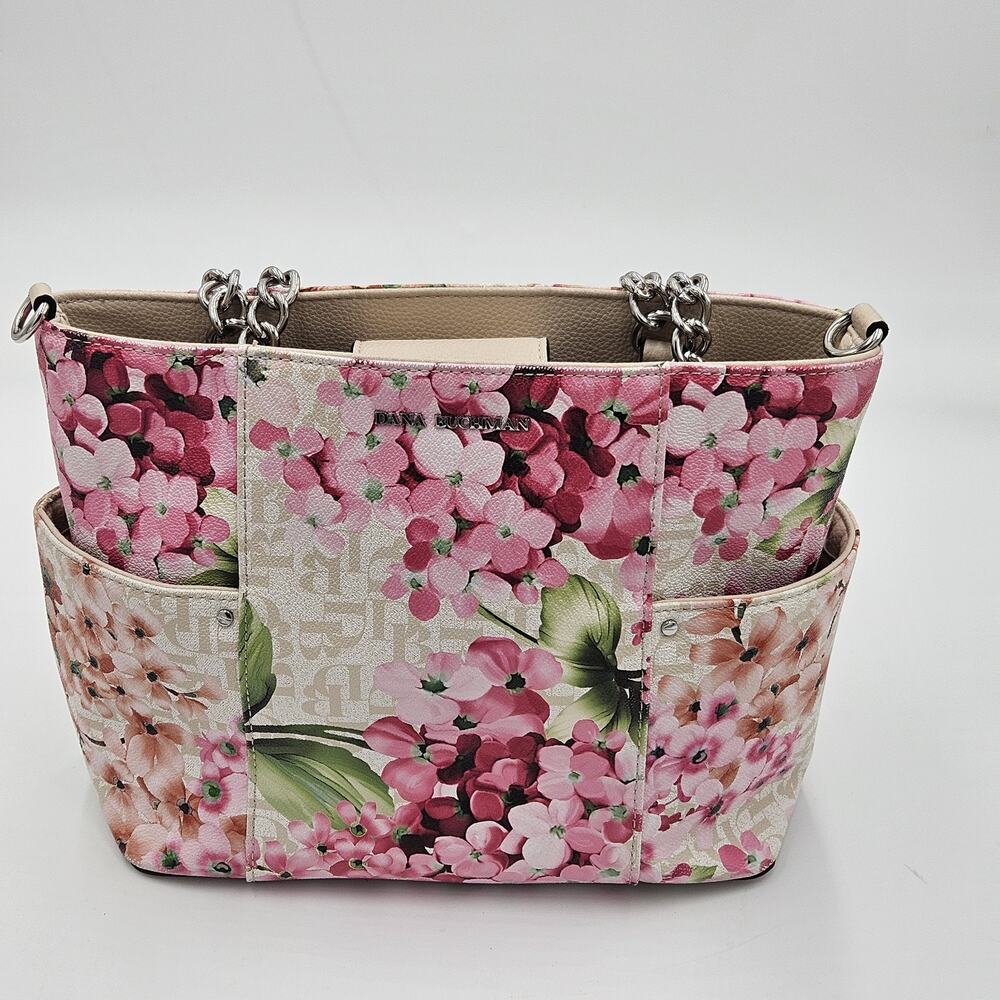 Dana Buchman Pebble Faux Leather Tote Handbag Spring Romantic Shabby Chic Logo